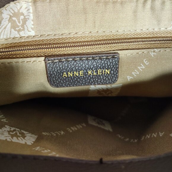 Elegant Brown Anne Klein Satchel w/ Textured Faux Leather + Gold Tone Hardware - Picture 16 of 16